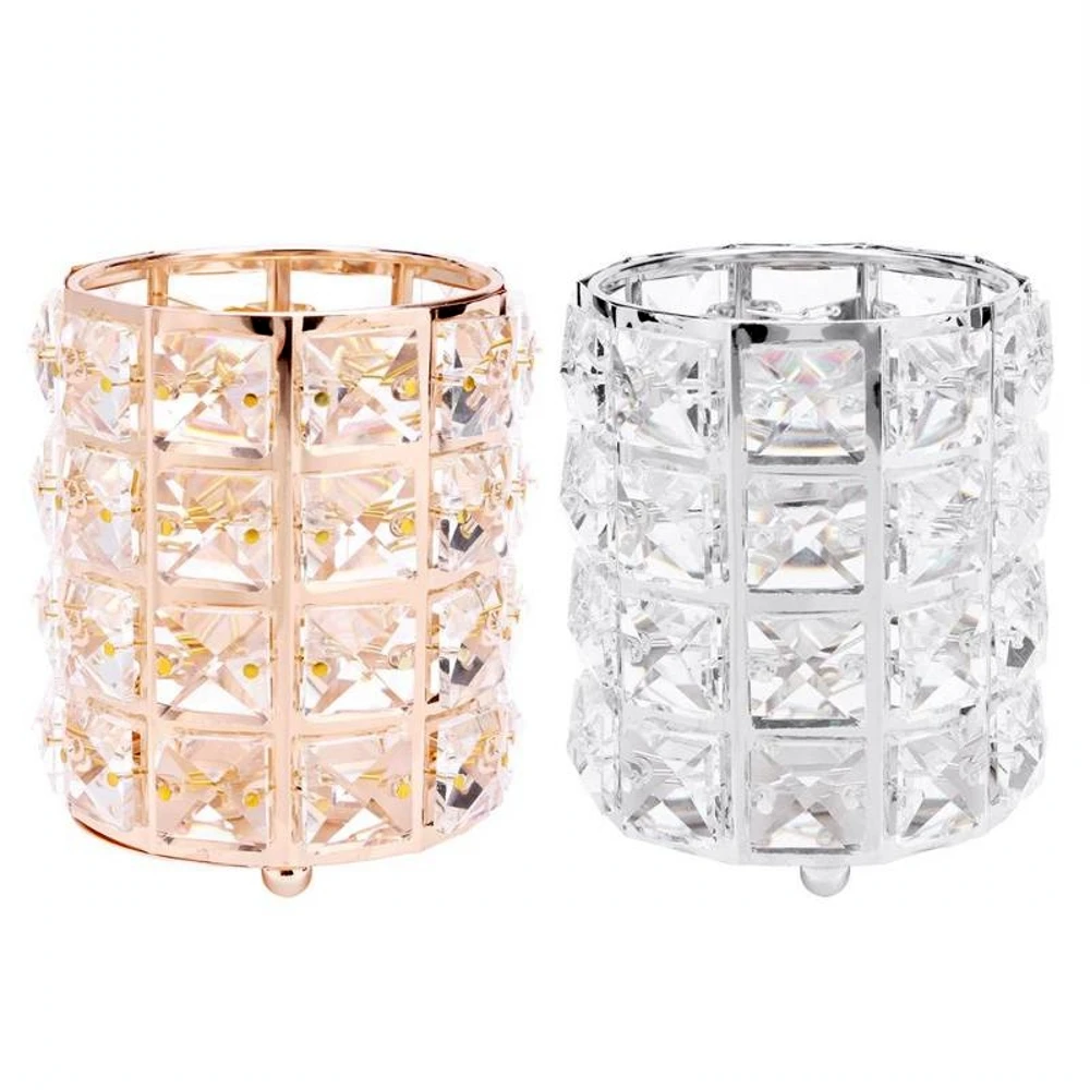 Роскошный хрустальный металлический держатель для кистей макияжа туба хранения