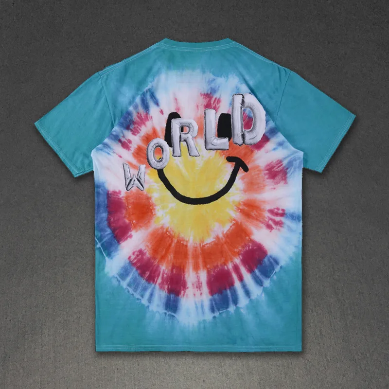 С изображением Трэвиса Скотта Astroworld Festival Run Tie футболка цветная T Мужская и женская 1:1 лучшее качество ASTROWORLD с изображением Трэвиса Скотта футболки