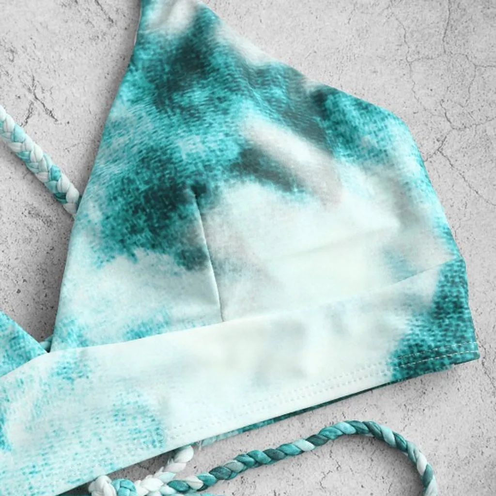 

Tie-dye Print Bikini Set Sexy Back Cross Swimwear Women 2021 Push Up Padded Biquini Bathers Bandage Bathing Suit Swimsuit Bikini