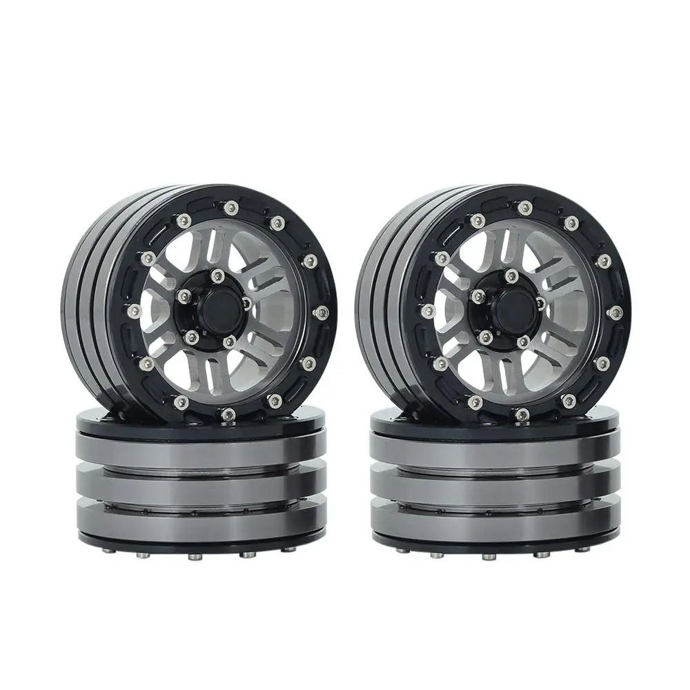 

RCtown Black 1/10 RC Crawler 1.9 inch Alloy Beadlock Wheel Rims for SCX10 F350 D90