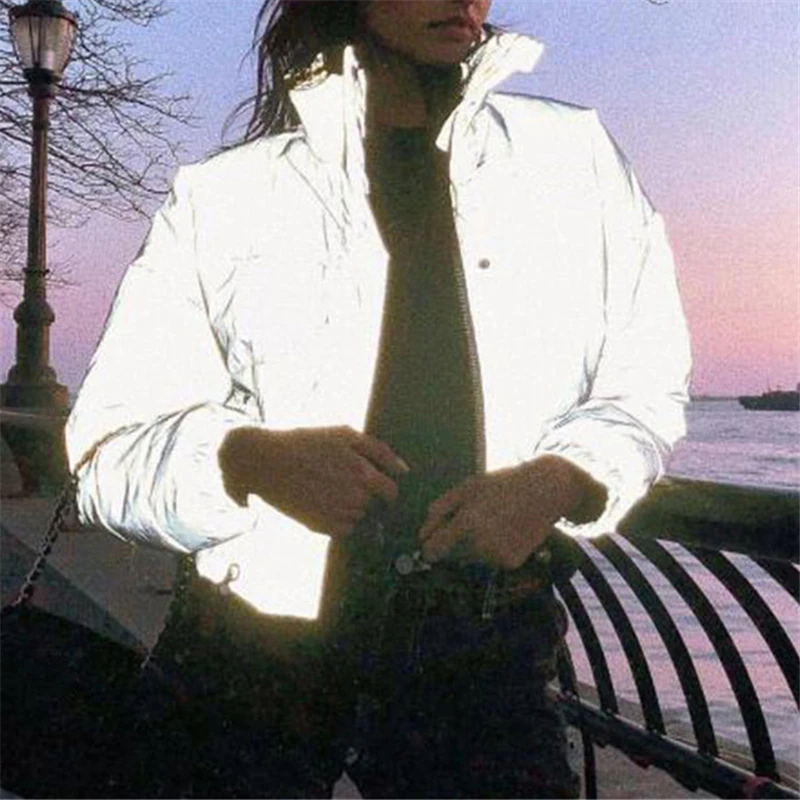 Светоотражающая Женская куртка 2019 пузырь стеганая уличная Стеганая зимняя