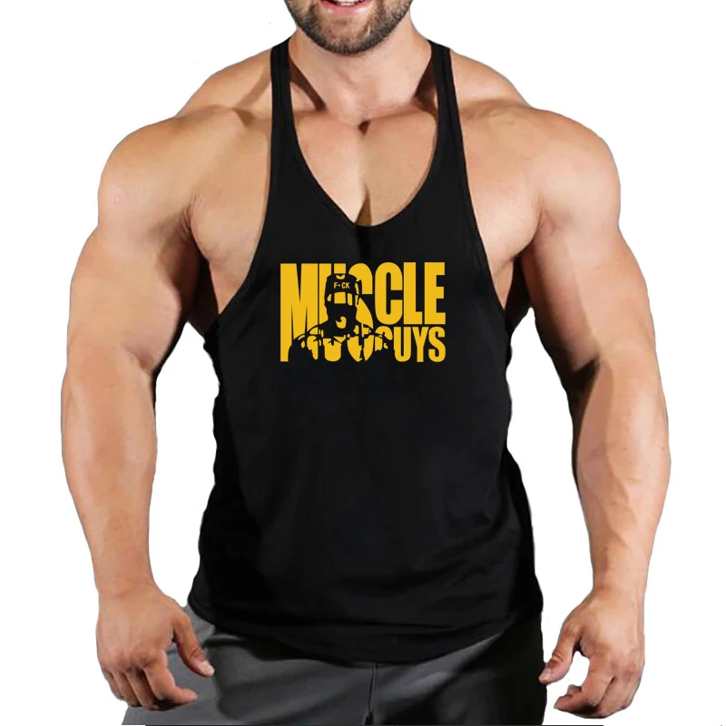 

2021 NEW Hot Sale Gym Cotton Singlets Canotte Bodybuilding Stringer Tank Top Summer Fitness Shirt Muscle Guys Sleeveless Tanktop