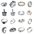 Кольцо для женщин и девушек, змея, улыбка, модное мужское ювелирное изделие, регулируемое кольцо в стиле панк, хип-хоп, бохо, лягушка