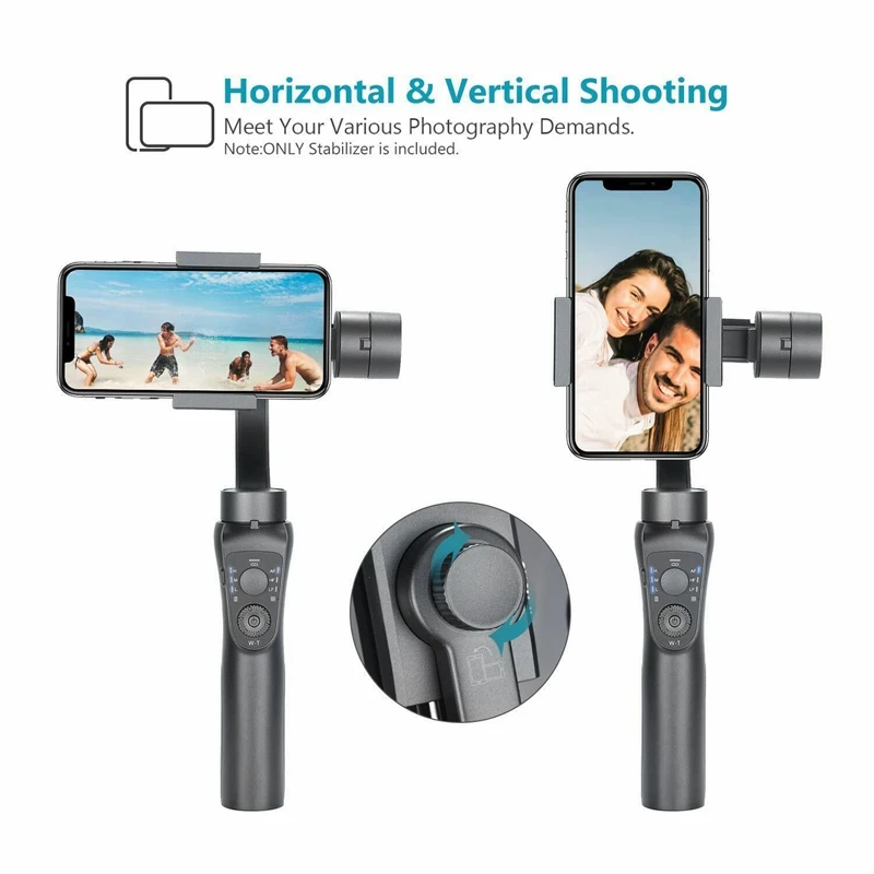 

Handheld Gimbal Stabilizer for Smartphone Smart 3-Axis Anti-Shake Panoramic Shoot with 4000Mah Charger Bank