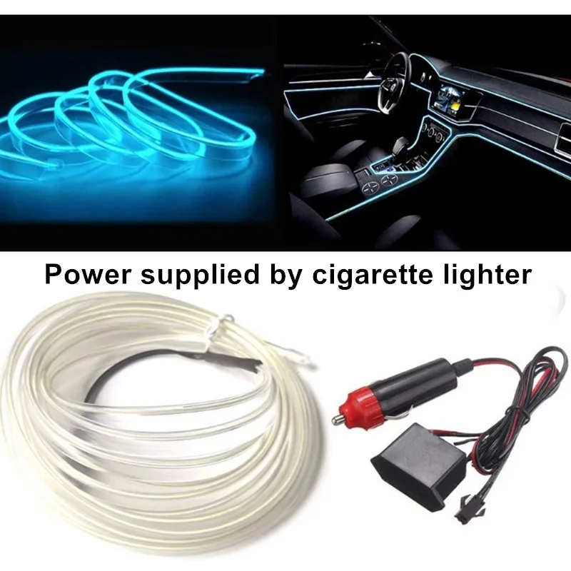 

Wire String Strip Rope Tube Light Neon Light Glow Flat Edge Car Interior Atmosphere Decor Lamp Decorated Prop