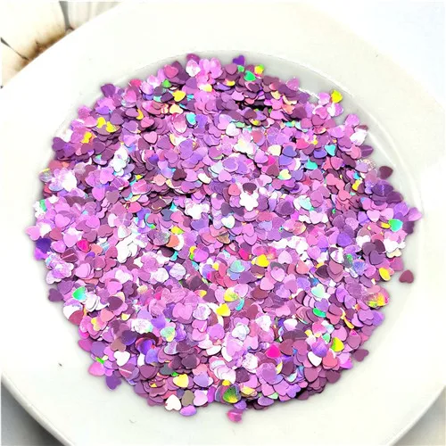 Laser LT purple 10g Ультратонкая PET Блестки 3 мм Сердце Лазерная блестящая 3D блестка для ногтей блестка Eo-Friendly свободные блестки для украшения ногтей 10 г - Цвет: Laser LT purple 10g