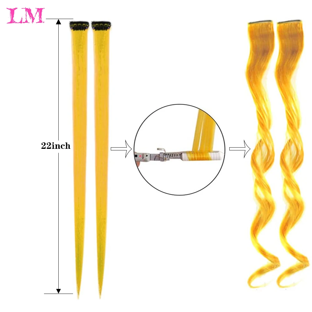 

LM Long One/Two Clip On Hair Extension 20 Color Ombre Straight Hair Extension Clip In Hairpieces High Temperature Faber Hair Pie