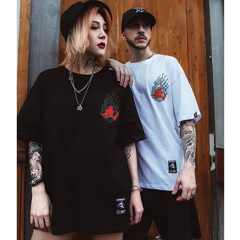 

LOVZON Hip Hop T Shirt Men Snake Ghost T-shirt Harajuku Streetwear Tshirt Cotton Short Sleeve Summer loose Tops Tee Back Printed