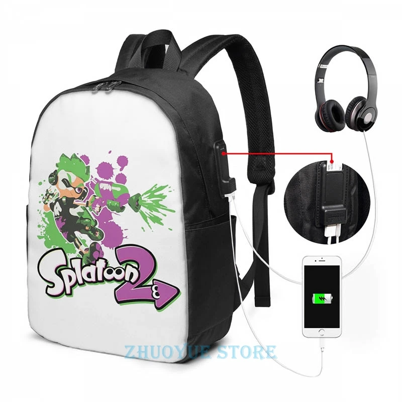 Забавный графический принт Splatoon 2 Inkling Мальчик USB заряд рюкзак школьные сумки Для