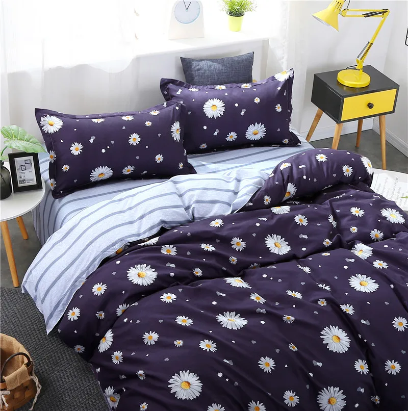 

Hot Sale White Chrysanthemum Bedding Cotton Printed Pillowcase Quilt Cover Bed Sheet Queen Size Bed King Size Bed Four-Piece Set
