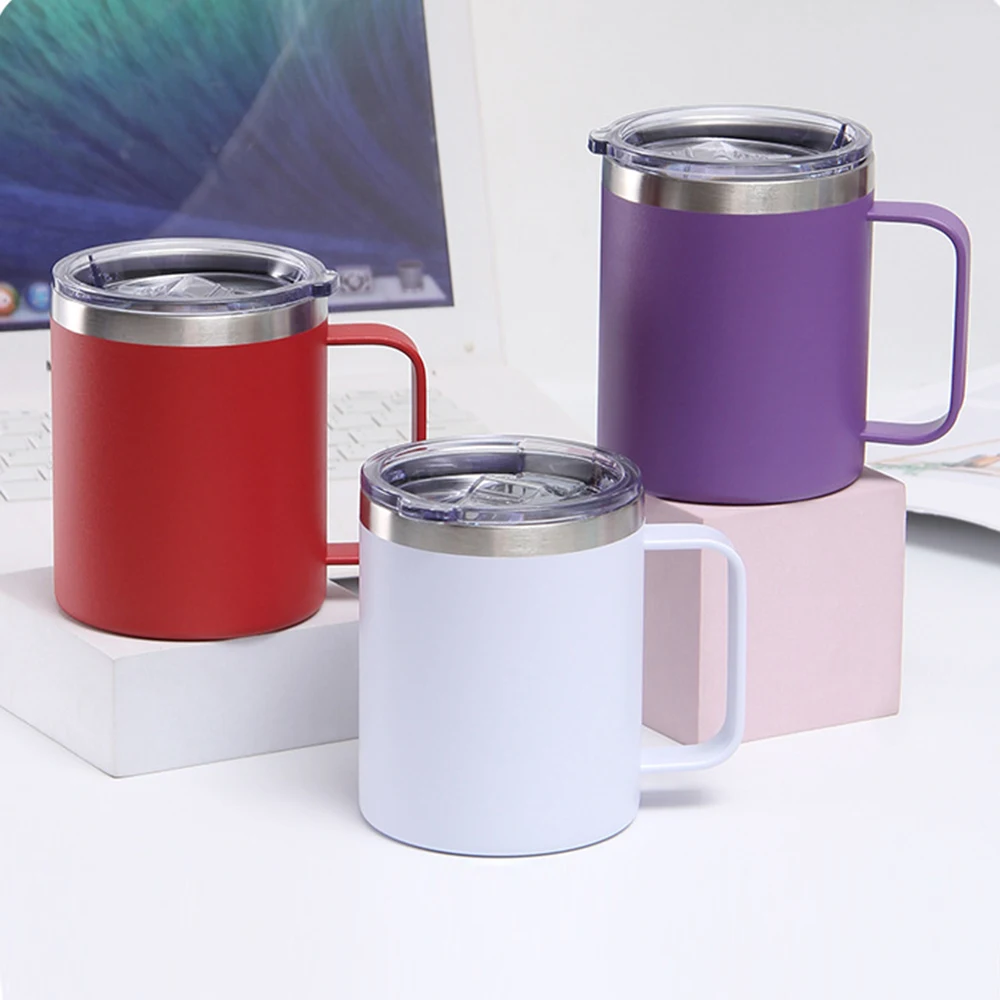 

12OZ Stainless Steel Double Wall Vacuum Insulated Tumbler With Lid Coffee Mug Cup With Handle Outdoor Travel Friendly Office Mug