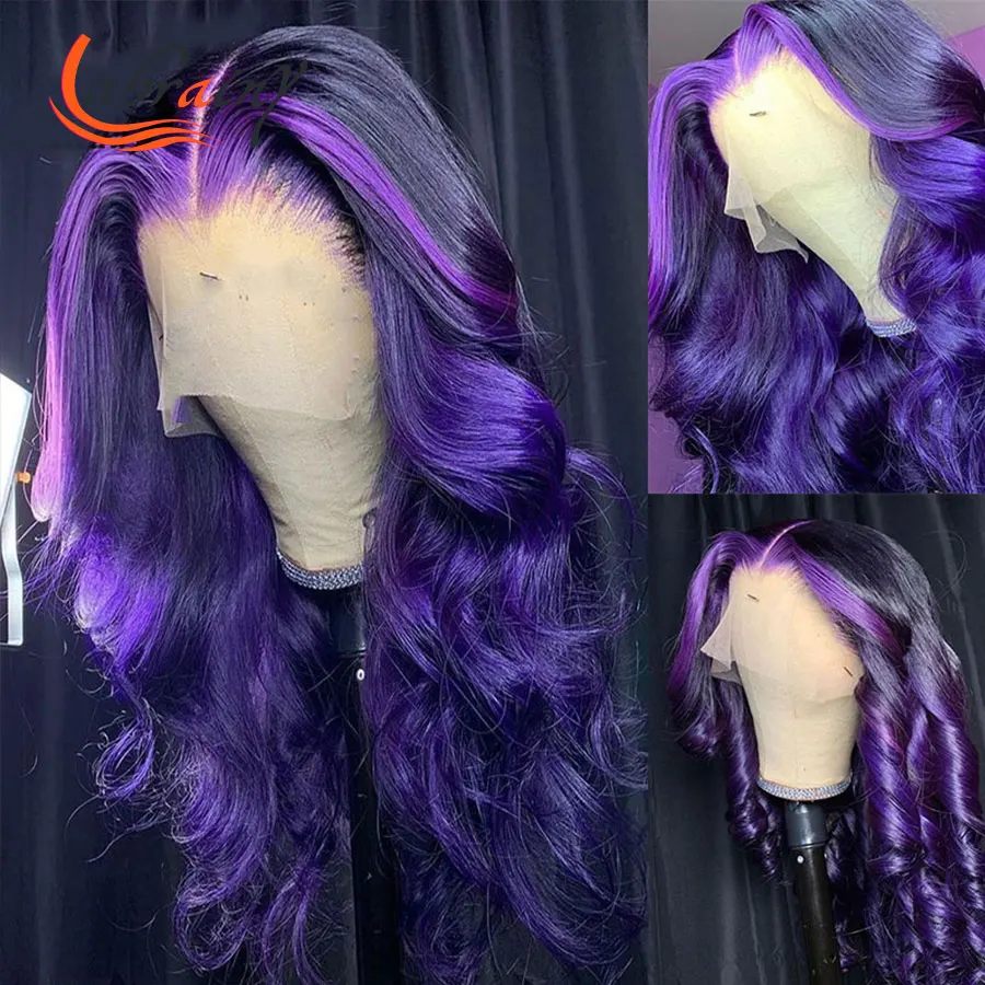 

Ombre Pink HD Transparent Body Wave Lace Frontal Human Hair Wigs Full Highlight Purple Burgundy Wig Pre Plucked For Woman 13x6