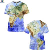 sonspee 3d world map printing t shirt european american royal coat of arms casual tee ocean arctic antarctic tops oversized tops