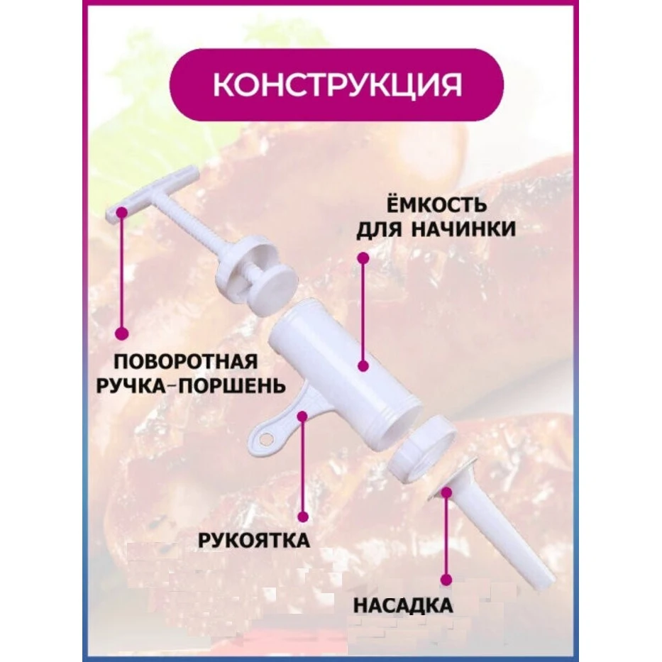 Шприц колбасный для приготовления домашних колбас / сосисок купат лапши комплект