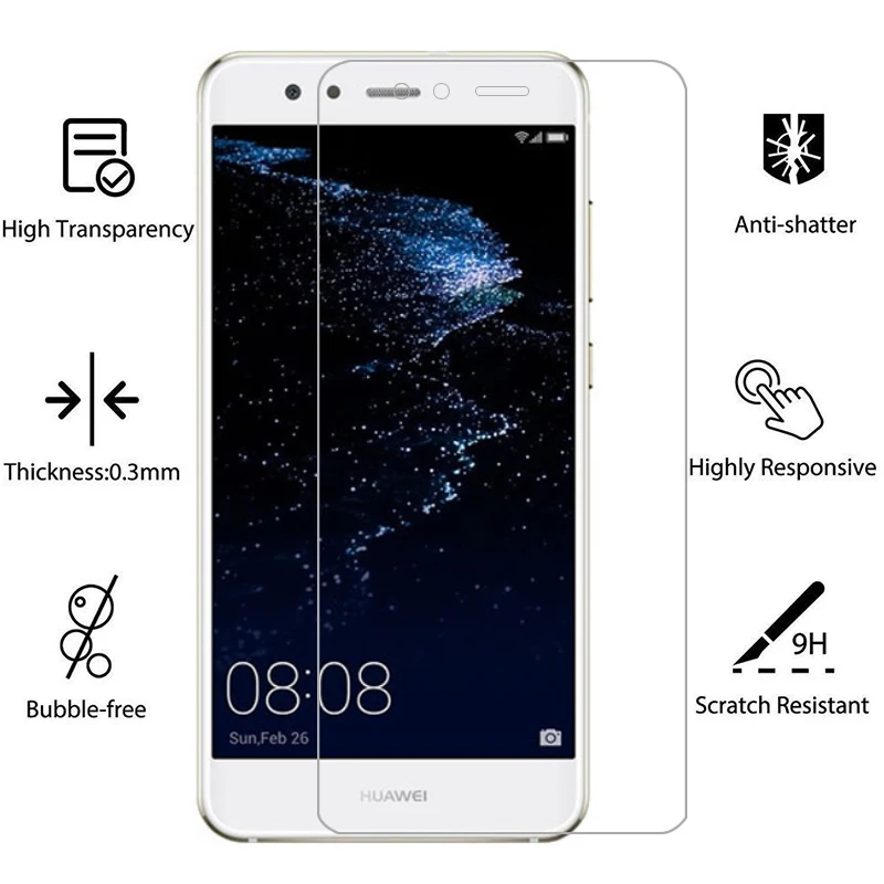 3pcs Protective Glass for Huawei p8 p9 p10 Lite Plus Tempered Glass Screen Protector on p 8 9 10 Light p10lite Glas Safety Film
