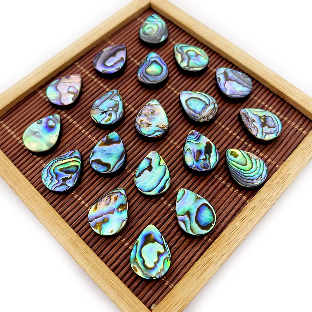

2pcs Natural Shell Loose Beads Drop-shaped Horizontal Hole Abalone Shell Beads for Fashion Necklace Bracelet Jewelry Accessories