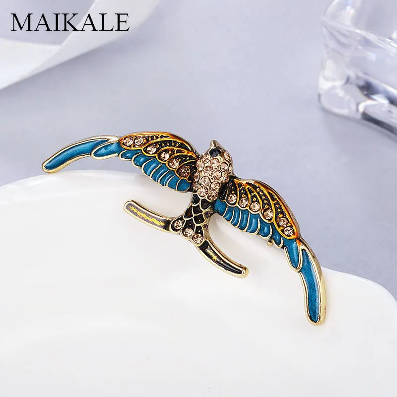 Женская эмалированная брошь MAIKALE очаровательная в форме орла птицы значок для
