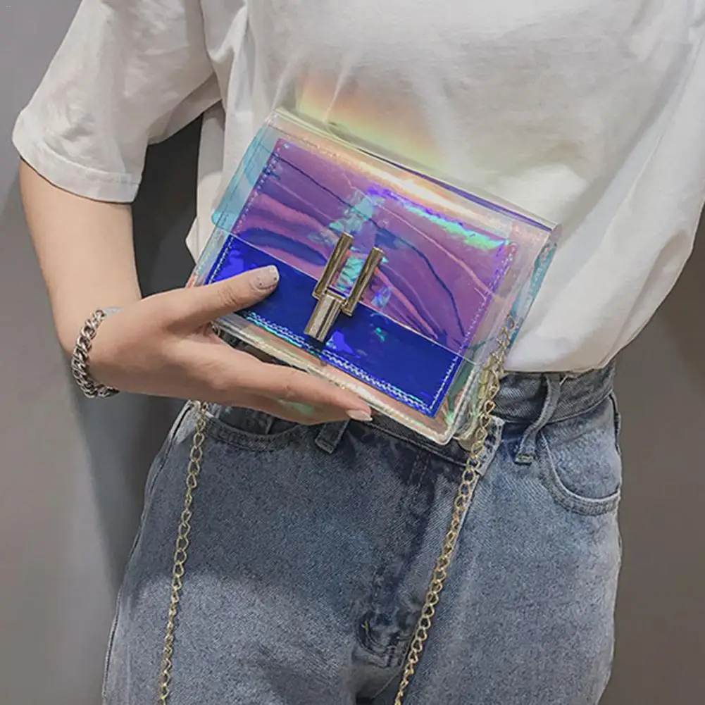 Мини-квадратная Лазерная Желейная сумка женские сумки на плечо корейские модные