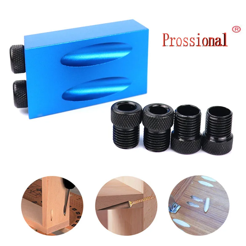 

Pocket Hole Jig Kit System Replaceable Drill Guide 6/8/10mm Dowel Jig Angle Drill Hole Locator Wood Jointing Tools