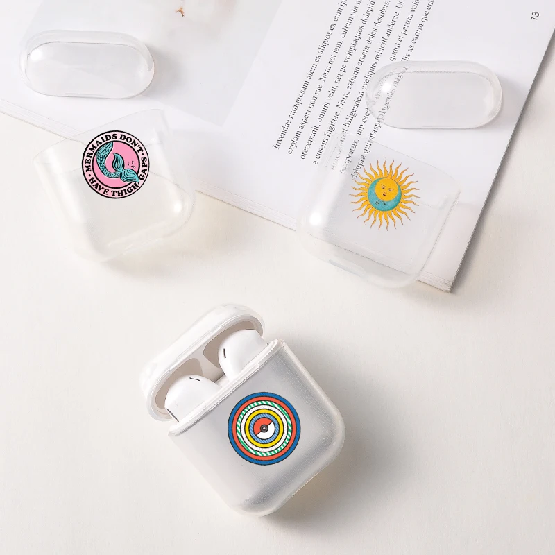 Прекрасный портативный чехол Airpods, беспроводное сердце, черная буква, зеленый круг, милый поп прозрачный защитный чехол для наушников
