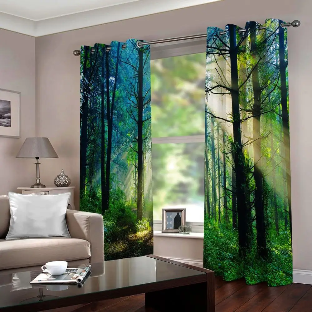 

Blackout Curtains Forest scenery Curtains For Living Room Bedroom Window Treatment Drapes 3D Cortinas