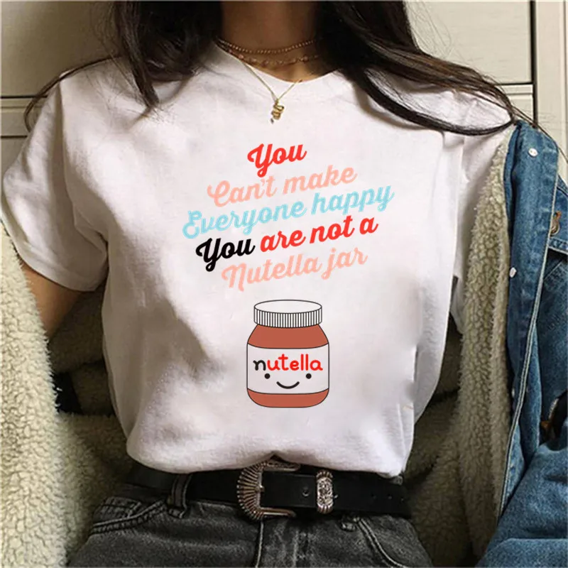 Летняя женская футболка Nutella 90s Harajuku Ullzang Милая с графическим рисунком корейский