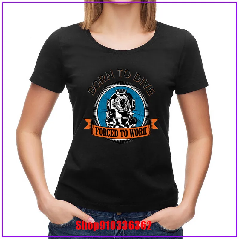 Born to DIve Forced Work SCUBA Diver Новая модная женская футболка 2020 летняя блузка с v образным