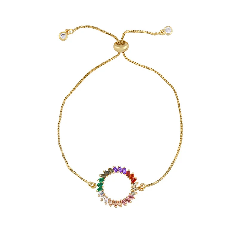 Новая мода богемный Радужный цвет кубического циркония браслет для женщин CZ