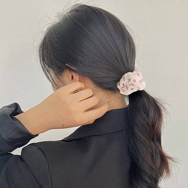 

Girls Chiffon Scrunchies Print Fruit Hair Ropes Elastic Hair Bands Multi Color Fashion Headwear Women Hair Accessories Gift