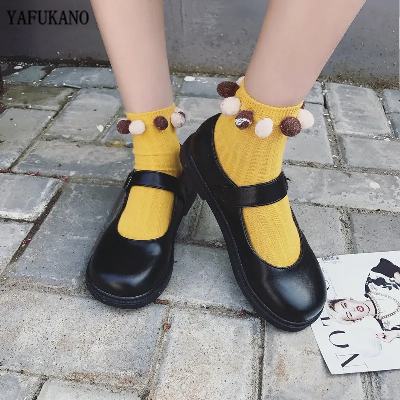 Женские туфли в стиле ретро Mori кожаные на плоской подошве Харадзюку Тонкие Туфли