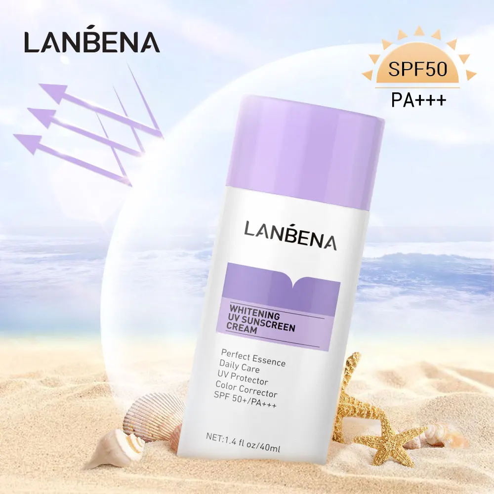 

LANBENA Purple Whitening Uv Sunscreen Cream SPF50+ Face Sunblock Body Sun Protection Solar Lotion Moisturizing Daily Care 40ml