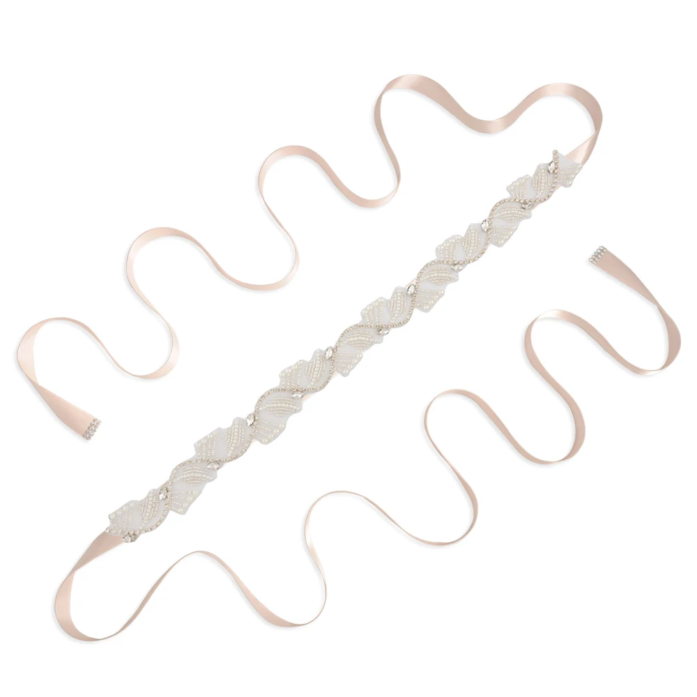 baby pink TRiXY S273 женские Стразы свадебное с жемчужными бусинами Ремни Пояса Кристалл Стразы Свадебный Пояс, лента аксессуары для свадебного платья - Цвет: baby pink