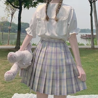 2021 summer women japanese kawaii lolita blouse peter pan collar lace edge white cute blusas short sleeve bunny ears shirt tops