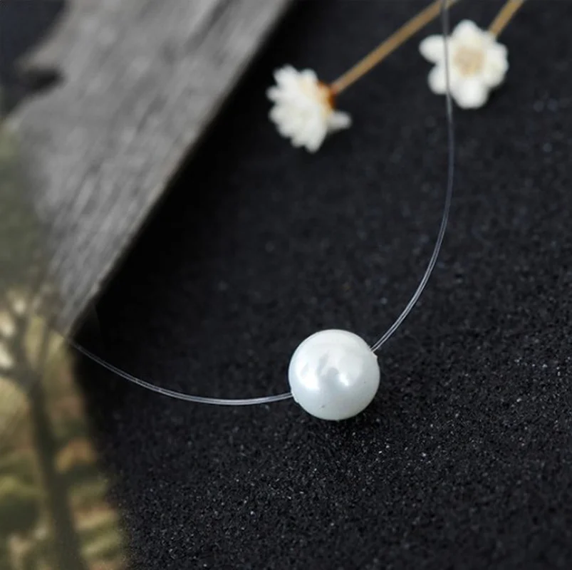 Прозрачная подвеска-чокер невидимая леска цепочка трендовые имитация жемчуга