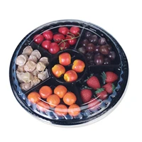 50 pieces of disposable 1500g round six cell plastic fruit salad box fresh fruit cutting box fruit packing box with lid