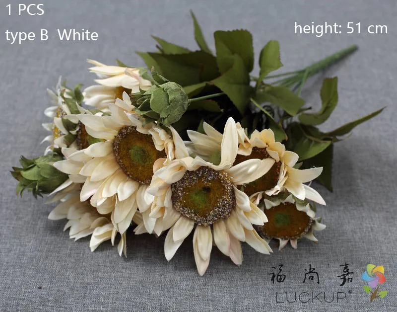 type B White 1 шт. 90 см 3 цветочных головки искусственный Подсолнечник шелковые цветы вечерние украшения для дома F411 - Цвет: type B White