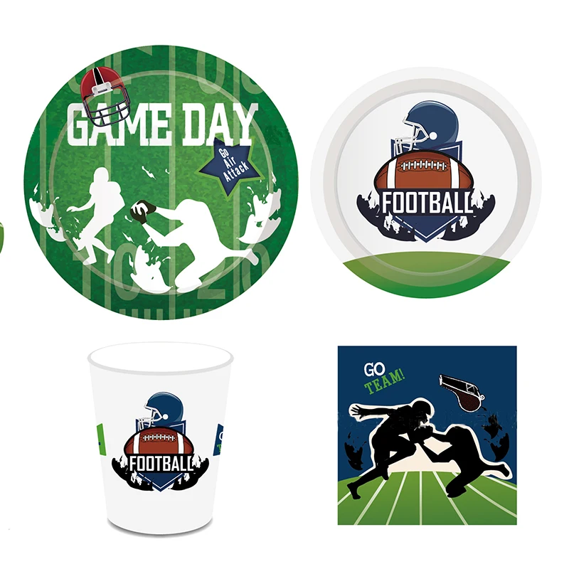 44 шт./компл. одноразовая посуда для регби темативечерние бумажная тарелка