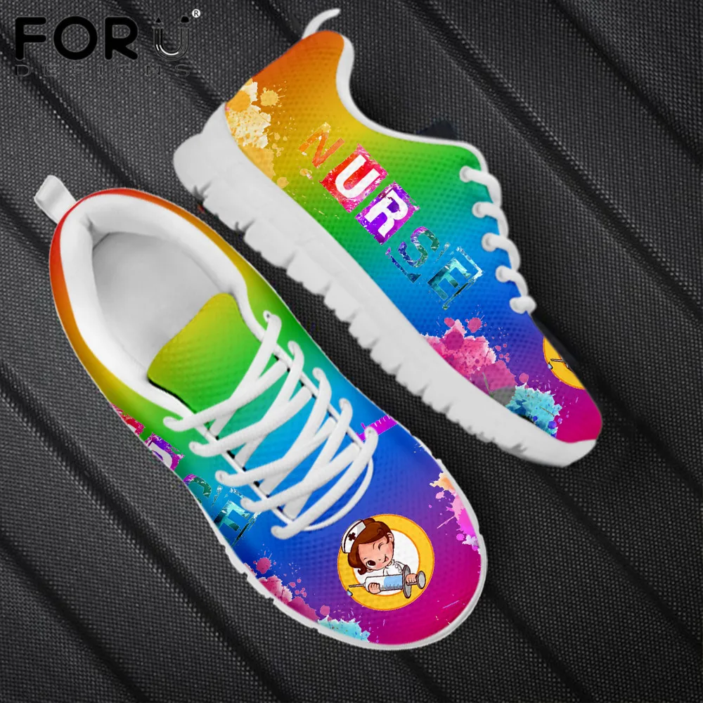 Женские кроссовки для прогулок FORUDESIGNS удобная обувь на плоской подошве медсестер