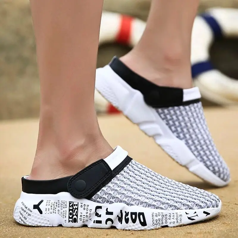 

Sandalias Men Summer Shoes Slip-on Beach Massage Clogs Outdoor Water Slides Sandals Breathable&light Casual Air Mesh Slippers