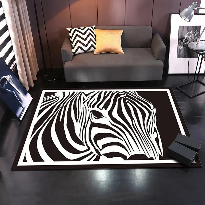 Декоративный коврик в виде зебры для спальни прикроватный столик напольный софы