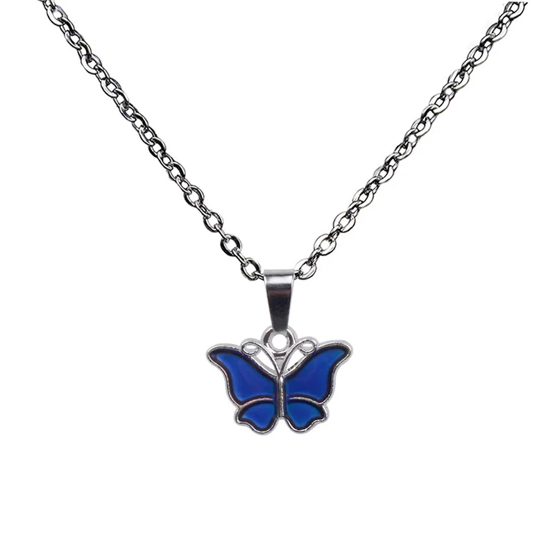 

Butterfly Pandent Necklaces for Women Change Color Stainless Steel Changing Mood Necklace Cute Jewelry Accessories Friends Gifts
