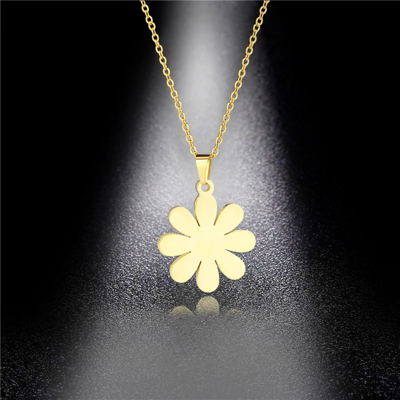 

2021 Fashion Simplicity Stainless Steel Flower Necklace For Women Lover's Flower Choker Pendant Necklace Jewelry Wholesale