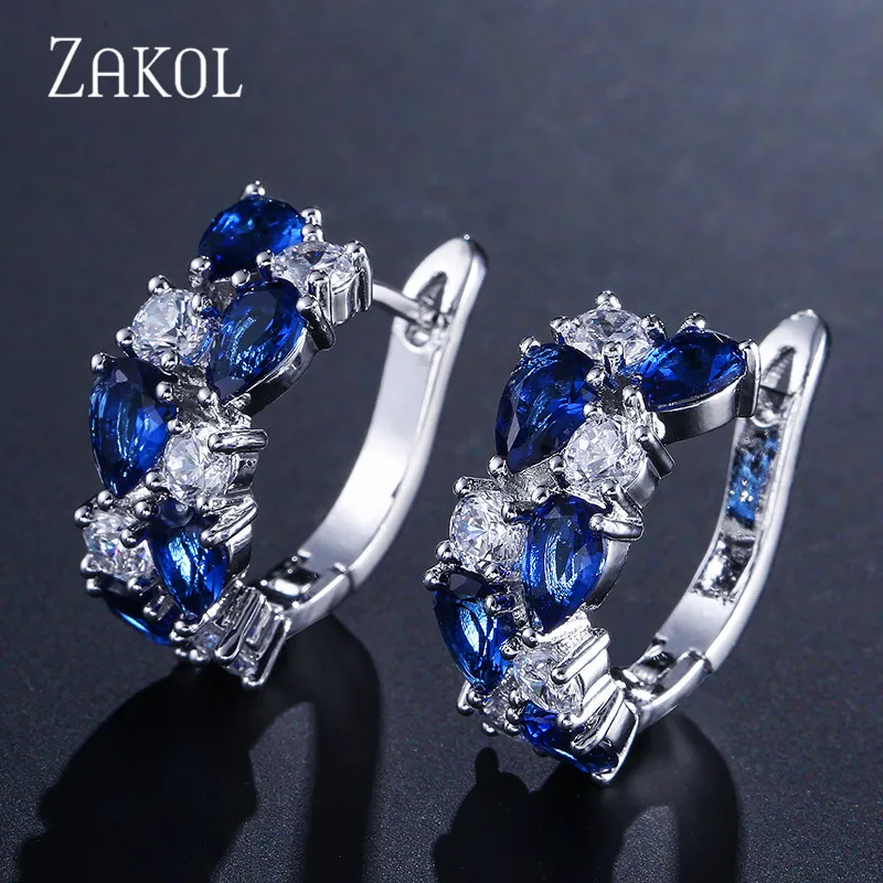 ZAKOL, модные серьги-гвоздики, розовый, золотой цвет Цирконий, Мона Лиза, Разноцветные серьги с кристаллами для женщин, свадебные ювелирные изделия, FSEP094