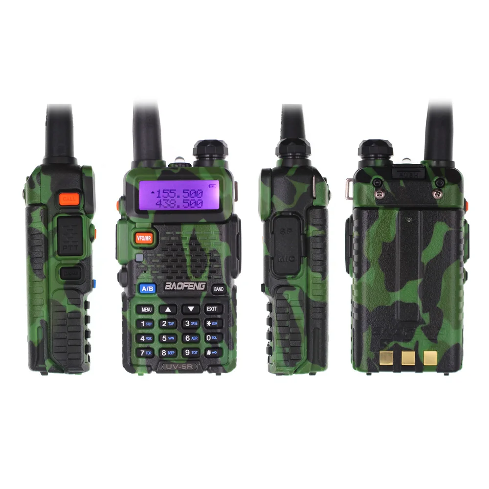 2 шт BaoFeng UV-5R Walkie Talkie Camo 5 Вт двухдиапазонный 136-174 МГц/400-520 МГц UV5R 128CH VOX фонарик FM трансивер для радиолюбителей