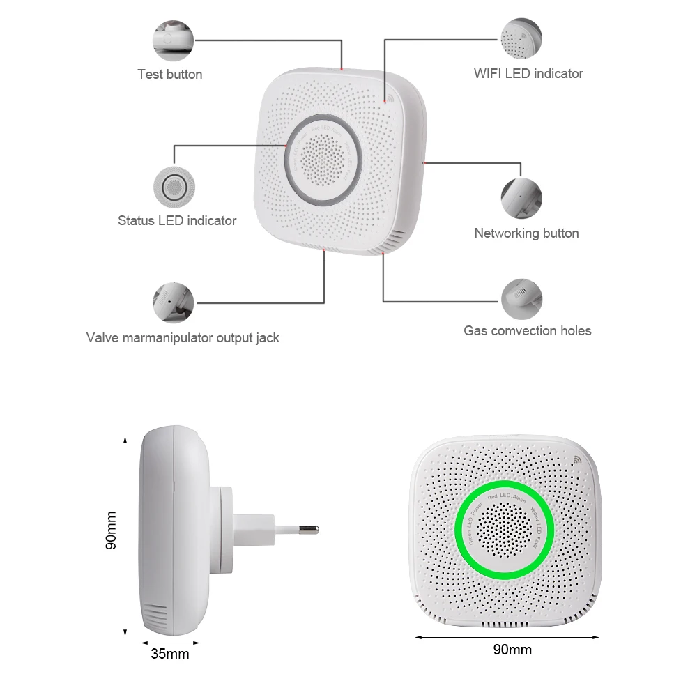 Tuya WiFi датчик утечки газа LPG сигнализация детектор пожарной безопасности приложение контроль безопасности умный дом датчик утечки