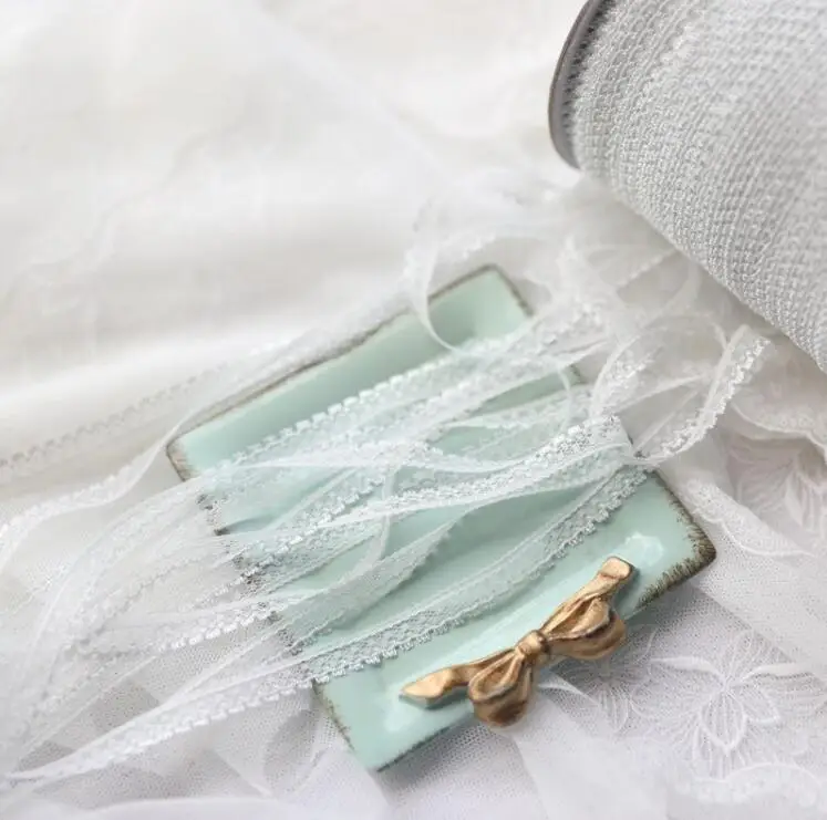 10 метров высокое качество белый цветок гладкий полиэстер кружевная отделка