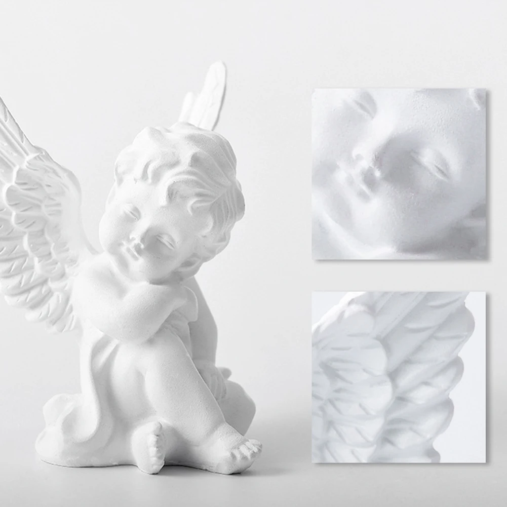

Angel Figurine Resin Creative Garden Statue Adorable Baby Angel Figure Miniature Desktop Memorial Ornaments Home Garden Decor