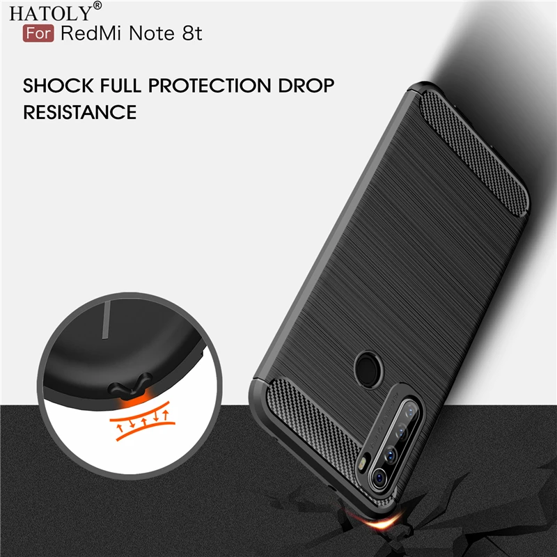 HATOLY For Capas Xiaomi Redmi Note 8T Case Anti-knock Soft TPU Brushed Rugger Silicone Phone Cases 8 | Мобильные телефоны и