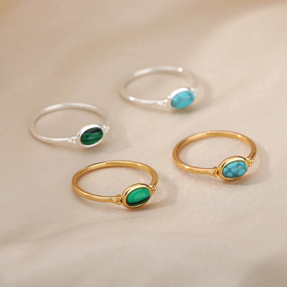 

Geometric Water Drop Moonstone Rings For Women Stainless Steel Vintage Opal Boho Finger Ring Wedding Party Accessories Jewelry