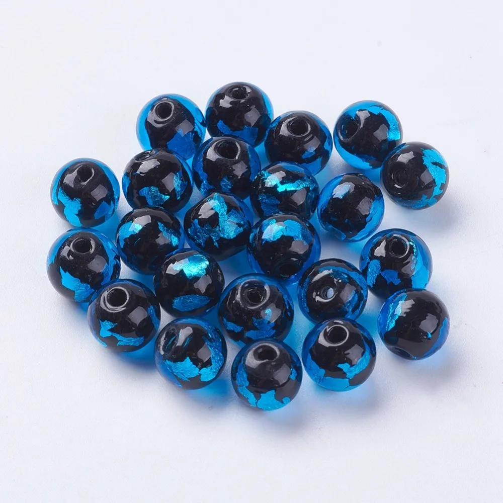 

10 шт., круглые бусины из фольги ручной работы, 9,5 ~ 10 мм, аксессуары для декора, отверстие: 1 мм